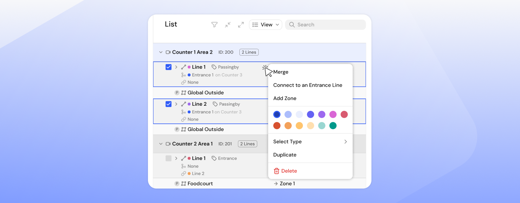 Merged lines example