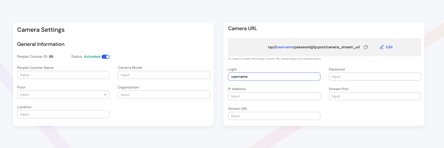 Camera settings