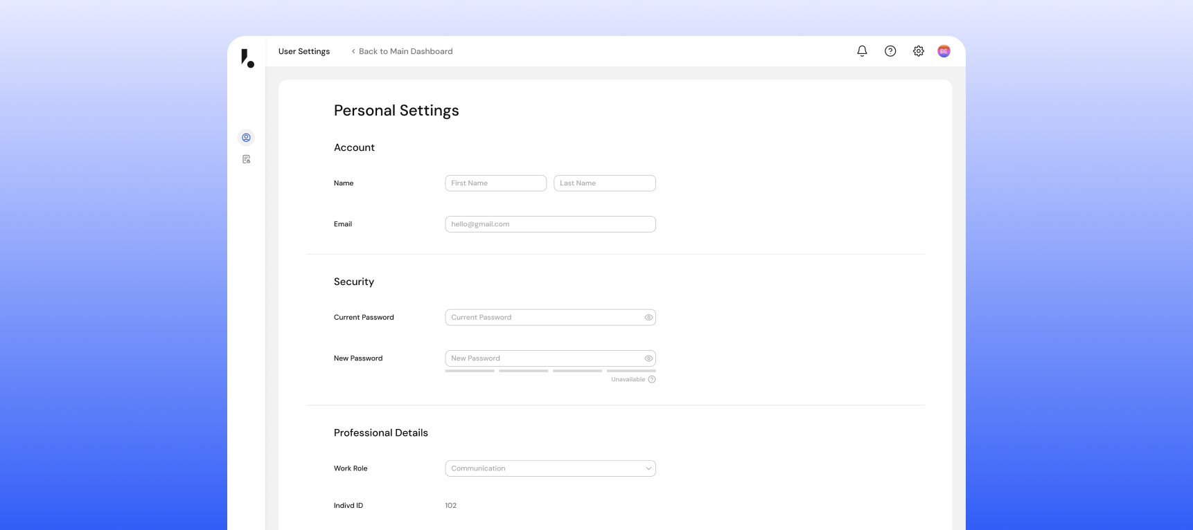 New login and profile page